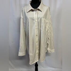 Maurices White and Black Striped Button‎ Down Shirt
